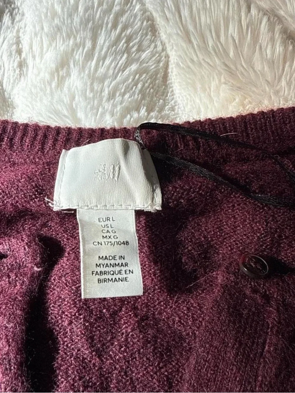 H&M Women's Loose Fit Burgundy Cardigan